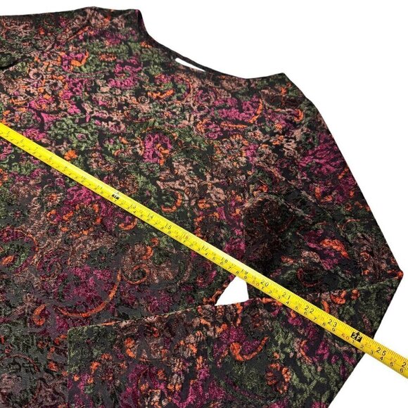 Marsh Landing Burnt Out Velvet Top Sz.M Multi Burgundy Long Sleeve Fairy Grunge - Picture 6 of 8